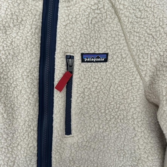 Patagonia Classic Retro-X Jacket Mens Large Beige Sherpa Fleece Zip Pockets
